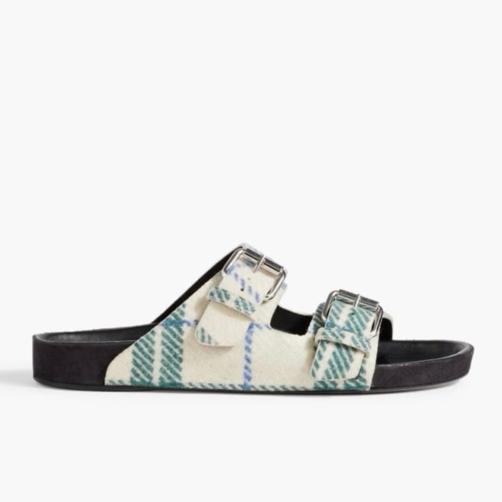 New‎ in box ISABEL MARANT Ivory Lennyo Checked Felt Sandals